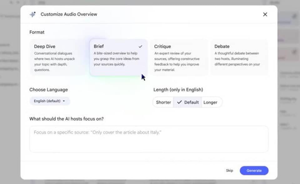 NotebookLM ปรับโทนเสียง AI Podcasts
